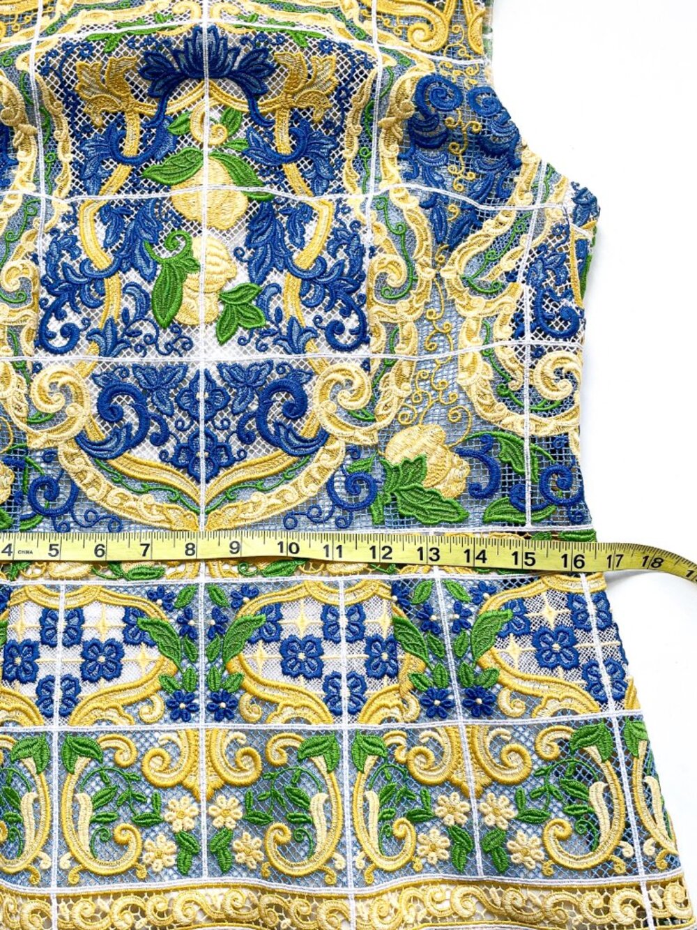 Dolce & Gabbana Majolica Guipure Lace Dress Blue Yellow Size IT 46 US 10 NEW NWT - Picture 11 of 12